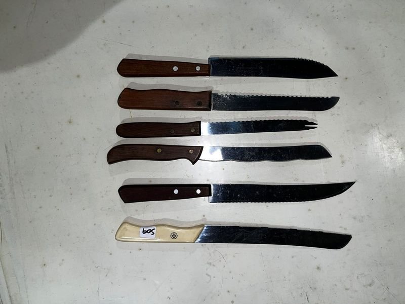 Set de 6 Cuchillos de Cocina con Mangos de Madera y Plástico