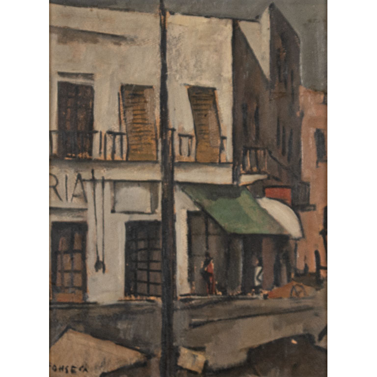 Lote siguiente: Gonzalo Fonseca. Escena de ciudad. Óleo sobre cartón, 36 x 27 cm.