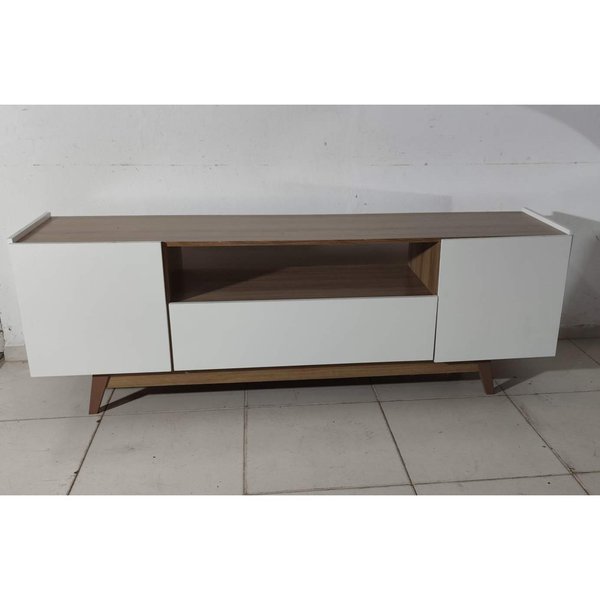 Aparador Blanco y Madera con 3 Puertas y Cajón