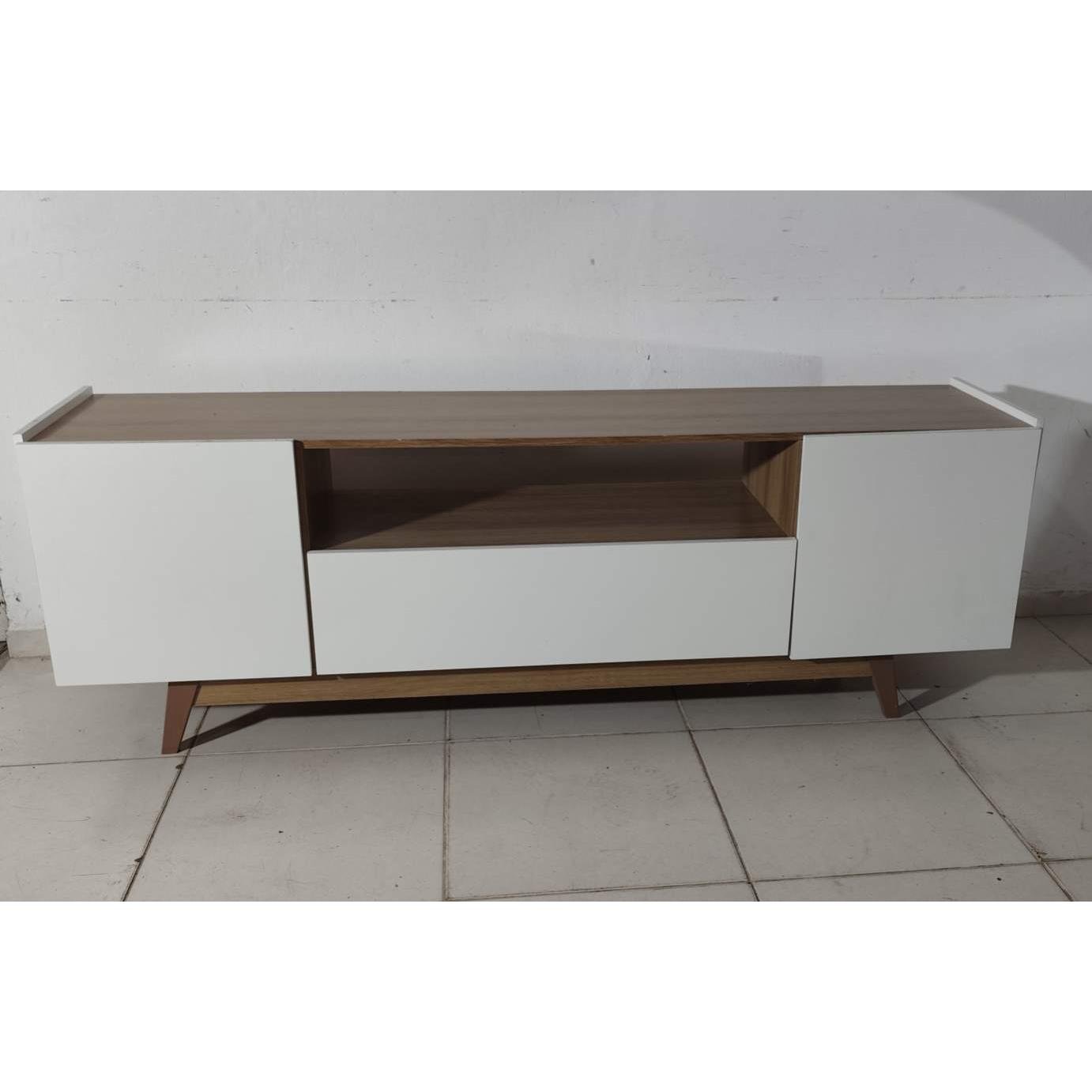Aparador Blanco y Madera con 3 Puertas y Cajón