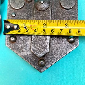 Muy antiguo candado de estancia en hierro, largo 17 cm x ⁸ cm de ancho sin la cadena - imagen 5