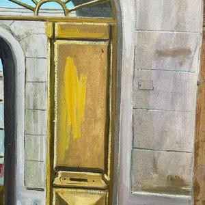 Óleo "Fachada" de León, 50 x 40 cm, S/Marco - imagen 3