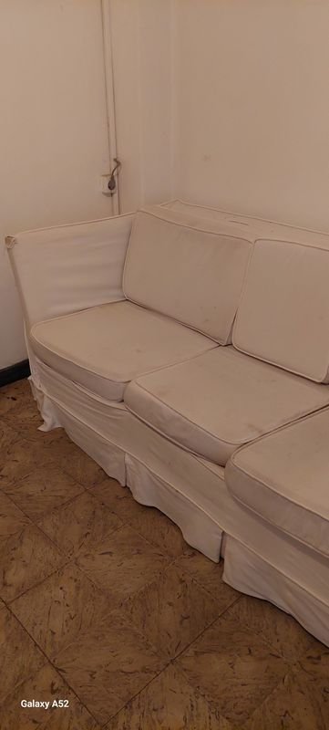Sillon de tres cuerpos tapizado en tela blanco - imagen 3