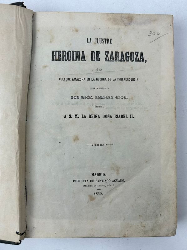 Novela Histórica de Carlota Cobo, Imprenta de Santiago Aguado, Madrid, 1859 - imagen 2