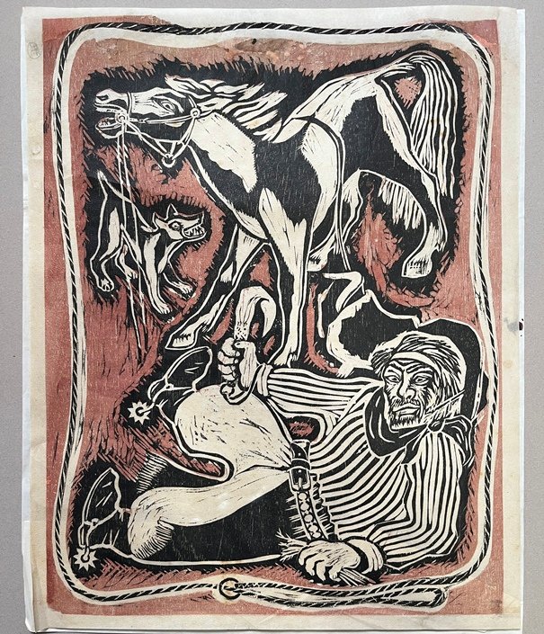 Luis Mazzey "Gauchos" Grabado sobre papel, 55 x 42 cm.