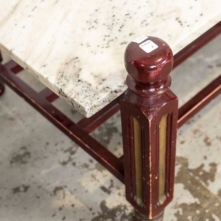 Mesa de living con tapa de mármol y estante - imagen 2