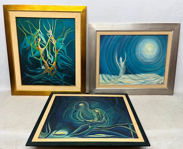 Lote siguiente: Tres pinturas de óleo en excelente condición