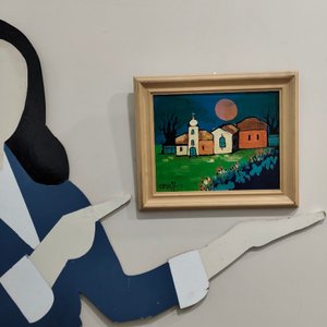 Pintura "Pueblito con Iglesia" de Liny Aneff, Acrílico sobre Fibra con Marco de Madera - imagen 7