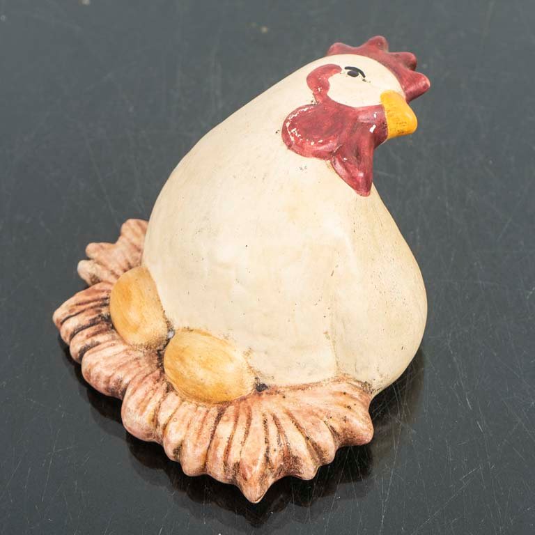 Jardinera de Pared de Cerámica con Figura de Gallo y Huevos