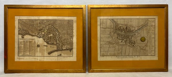 Mapas antiguos de Pisa y Livorno