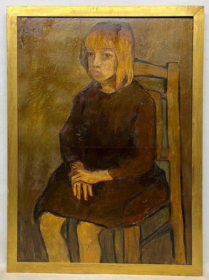 Lote siguiente: Pintura de Niña con Óleo sobre Cartón