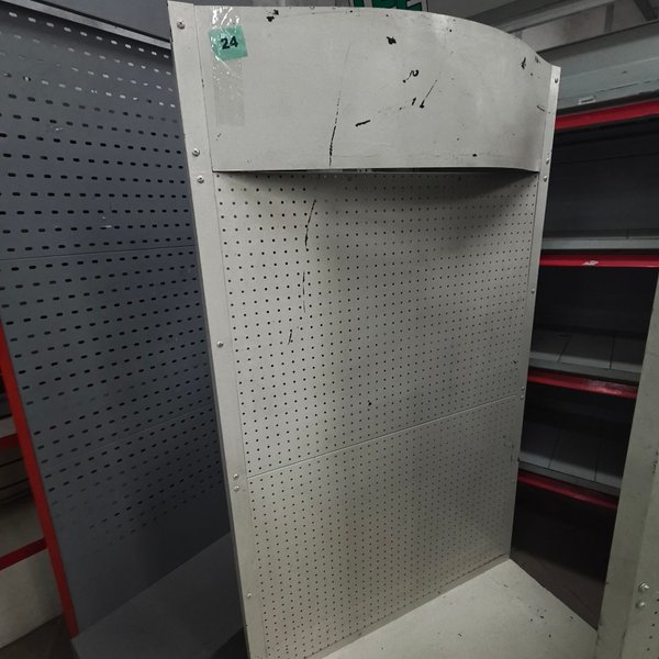 Exhibidor Metálico Blanco con Panel Perforado y Cabecera - imagen 1
