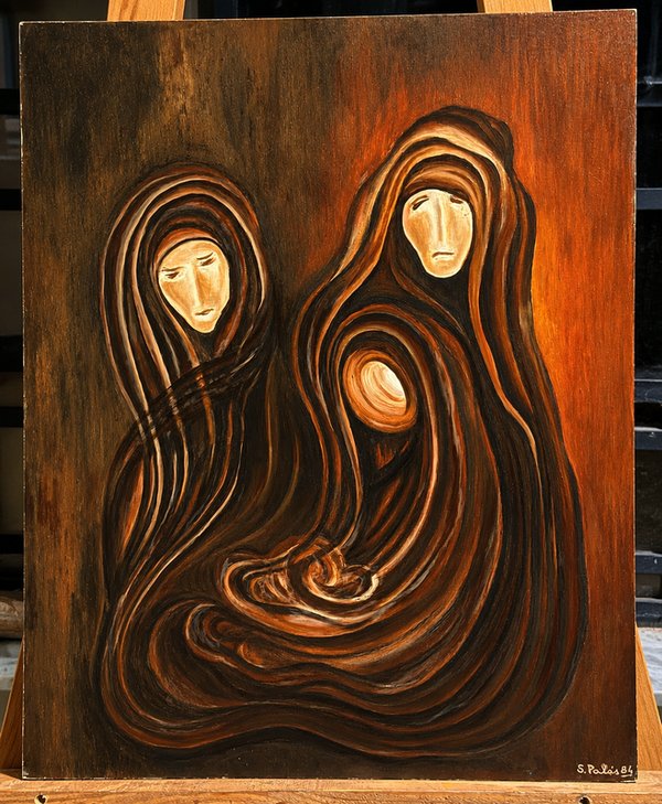 Obra de Arte "Composición Figurativa" Firmada S. Palas, 1984