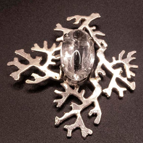Colgante Plata 950 con Cuarzo Cristal - Diseño Coral - imagen 1