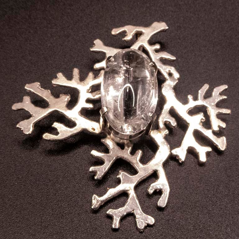 Colgante Plata 950 con Cuarzo Cristal - Diseño Coral