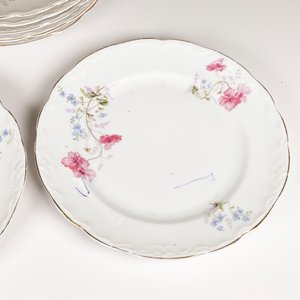 Siete Platos Llanos de Porcelana Alemana KPM con Decoración Floral - imagen 4
