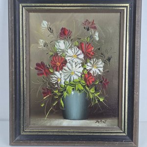 Par de Cuadros Decorativos Florales Firmados - imagen 2