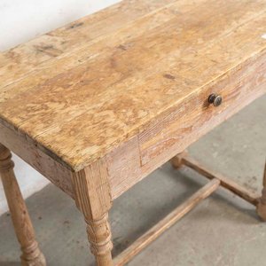 Mesa Rústica de Pinotea con Cajón y Patas Torneadas - imagen 2