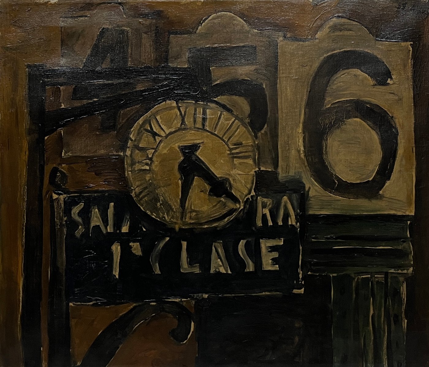 Julio Uruguay Alpuy "Composición con reloj" Óleo sobre Tela (43 x 49 cm)