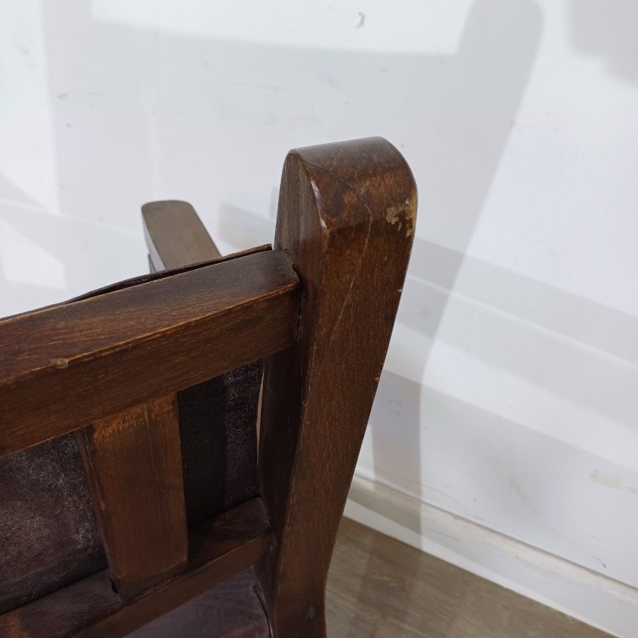 Silla de madera con asiento de cuero y respaldo de zuela - imagen 6