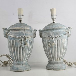 Par de Lámparas de Mesa Estilo Clásico Ánfora Azul - imagen 2