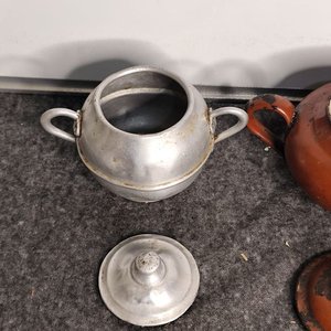 Dos Azucareros Antiguos: Esmaltado y Aluminio con Tapas - imagen 6