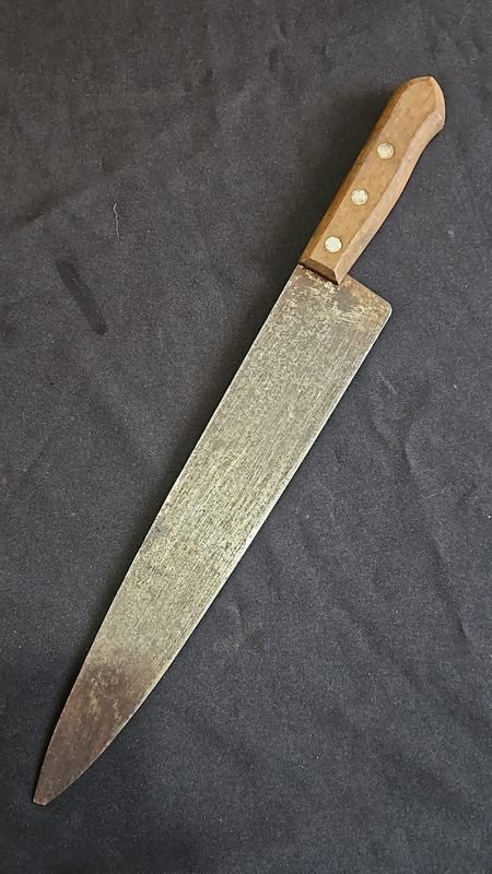 Cuchilla Antigua de Cocina con Hoja de 30 cm y Mango de Madera