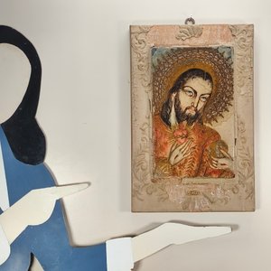 Obra de Carlos Valdez Mujica: Sagrado Corazón en técnica mixta sobre madera - imagen 8