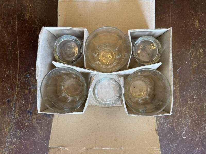 Seis Vasos de Vidrio Estriado con Caja Original