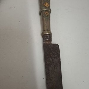 Cuchillo antiguo Solingen con cabo de plata y oro - imagen 9