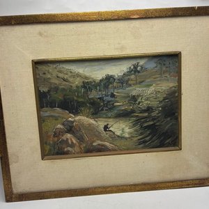 Cuadro al Óleo "Paisaje con Pescador" de Aldo Curto - 21x16 cm - imagen 6