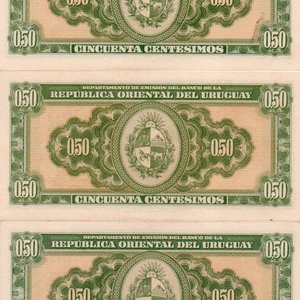 Lote de 3 Billetes de 50 Centésimos Uruguayos - Año 1939 - imagen 3