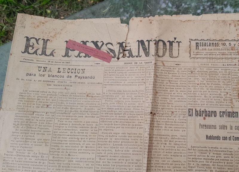 Periódico El Paysandú, Edición del 28 de Agosto de 1917