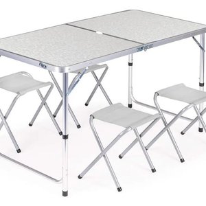 Mesa Plegadiza de Metal con 4 Banquitos de Plástico - imagen 2