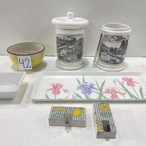 Set de Vajilla: 2 Frascos Cerámica, Bandeja Melamina y Cuenco - imagen 2