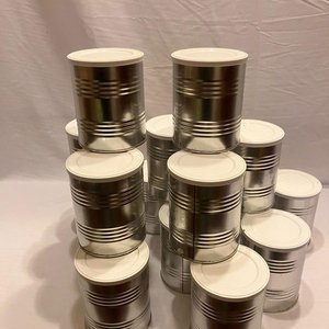 Lote de 16 Latas Cilíndricas de Hojalata con Tapas Plásticas Blancas - imagen 3