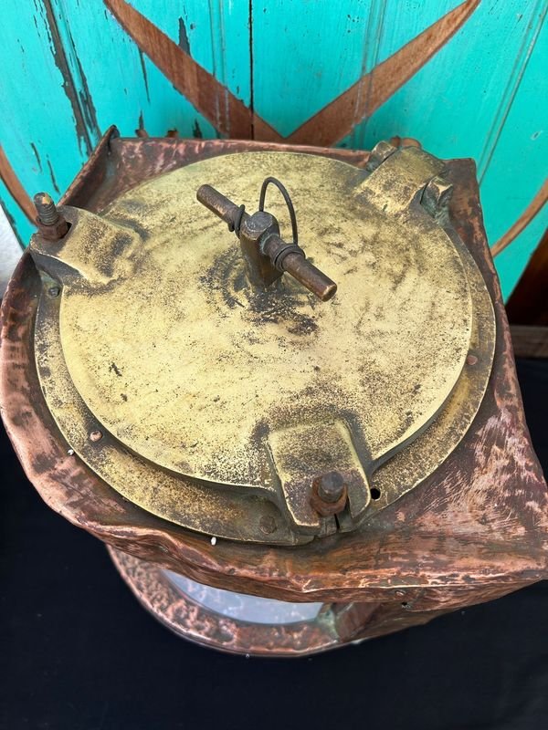 Farol de barco imponente en cobre y bronce - imagen 4