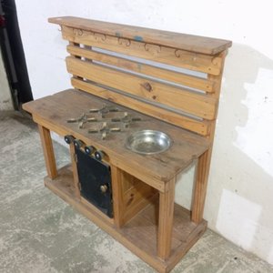 Cocina Infantil Rústica de Madera con Horno, Pileta y Accesorios - imagen 3