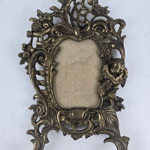 Antiguo Marco de Bronce Estilo Barroco con Querubines - imagen 2