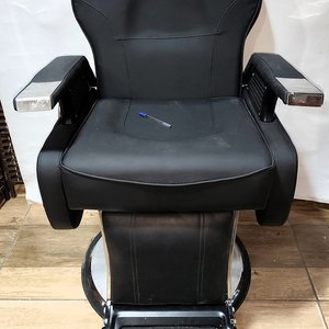 Sillón de Barbero Negro Tapizado en Eco Cuero, Reclinable y Regulable - imagen 5