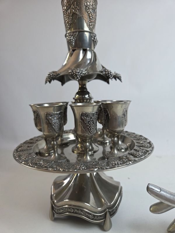 Juego divisor de vino Kiddush chapado en plata - imagen 2