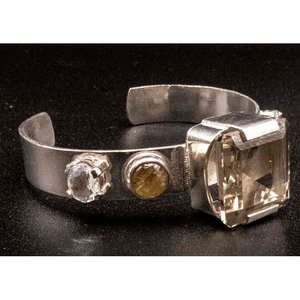 Pulsera Esclava Plata 950 con Cuarzo Ahumado y Crisol - imagen 2