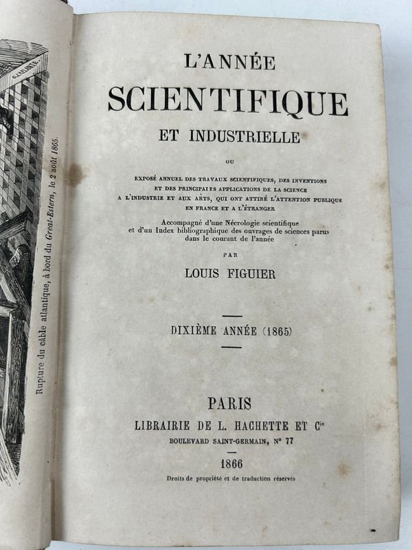 Colección de libros científicos encuadernados en cuero con detalles dorados - imagen 2