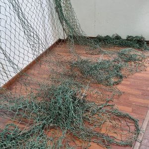 Antigua Red de Pesca Boliche Verde Grande Decoración Artesanal 4x8 m - imagen 3