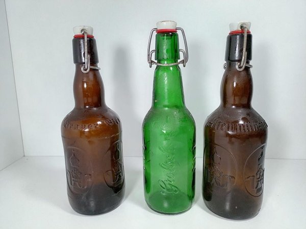 Lote de 3 Botellas Vintage de Cerveza con Tapa Flip-Top, Incluye Grolsch - imagen 1