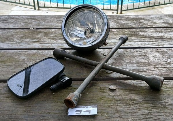 Farol de Moto Cromado y Espejo Retrovisor Negro - imagen 1
