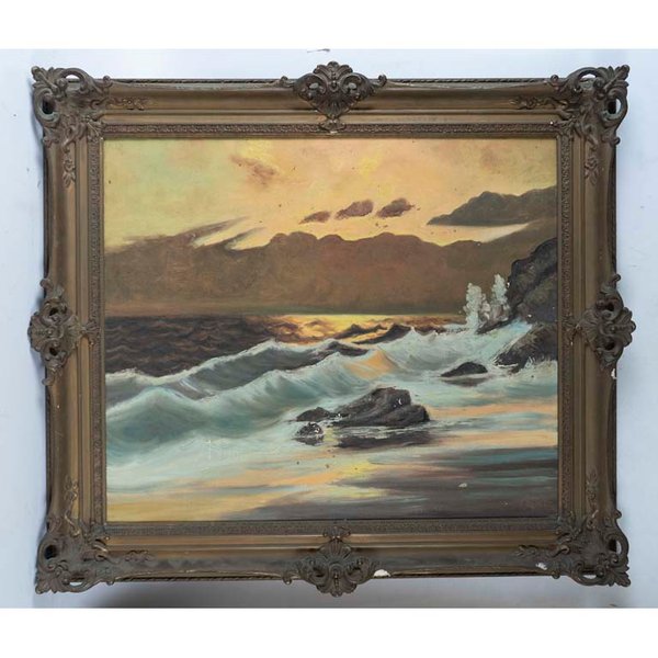 Lote siguiente: Óleo "Playa" firmado Cante - Pintura con signos de envejecimiento