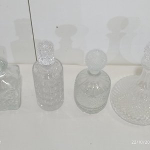 4 Licoreras Botellones Cristal Labrado Diseños Variados con Tapones - imagen 6