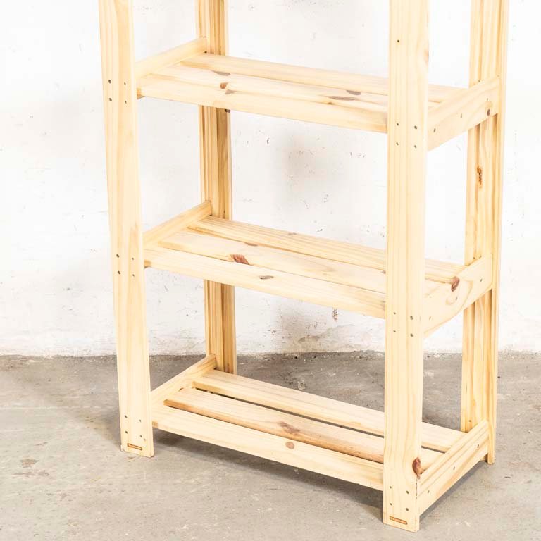 Estante de pino rústico con seis niveles y detalles en la madera - imagen 2