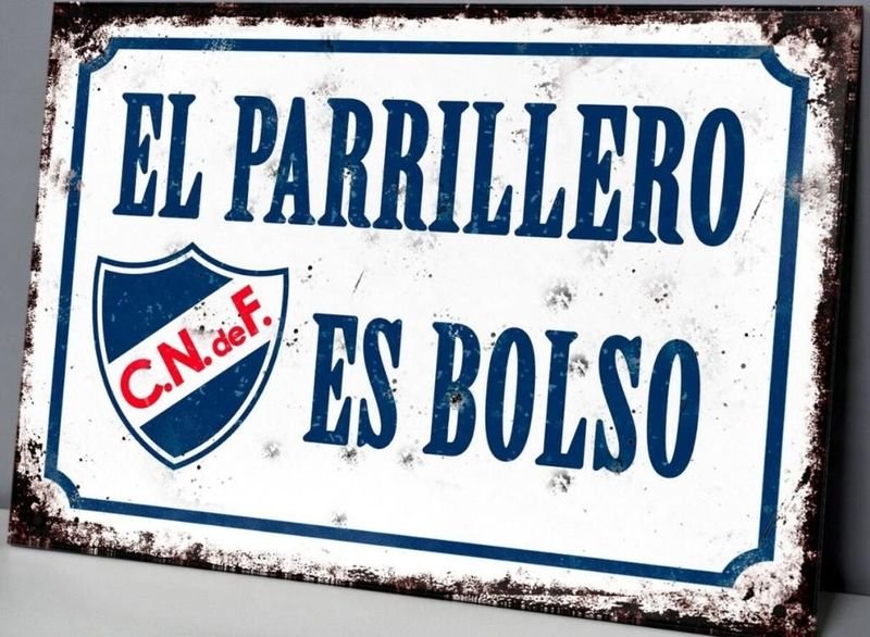 Cartel Decorativo "El Parrillero es Bolso" C.N.de F. 28x19 cm